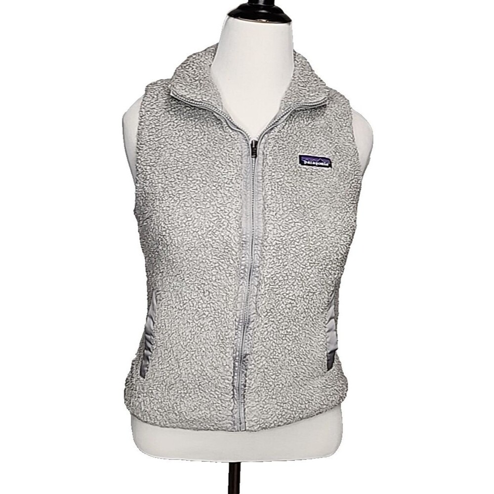Patagonia Los Gatos Vest Women's Small Gray Full Zip Lined Sherpa Fleece Pockets
